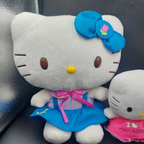 2 Hello Kitty Plush 2013 & 2014 Lg Blue Dress/Bow & Small Ty I Love Chicago Pink - Picture 2 of 8
